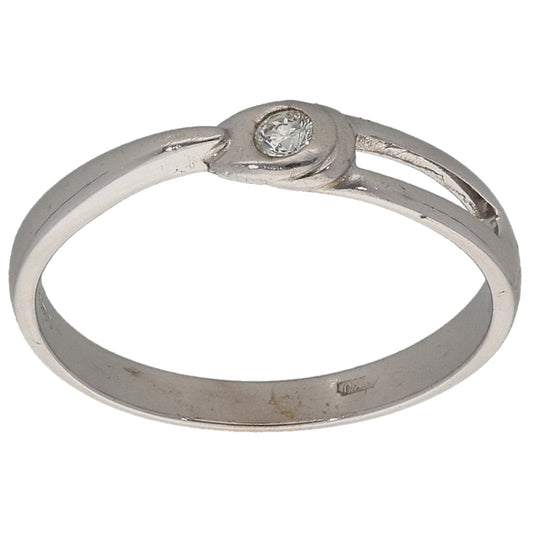 18ct White Gold 0.04ct Diamond Solitaire Ring Size N