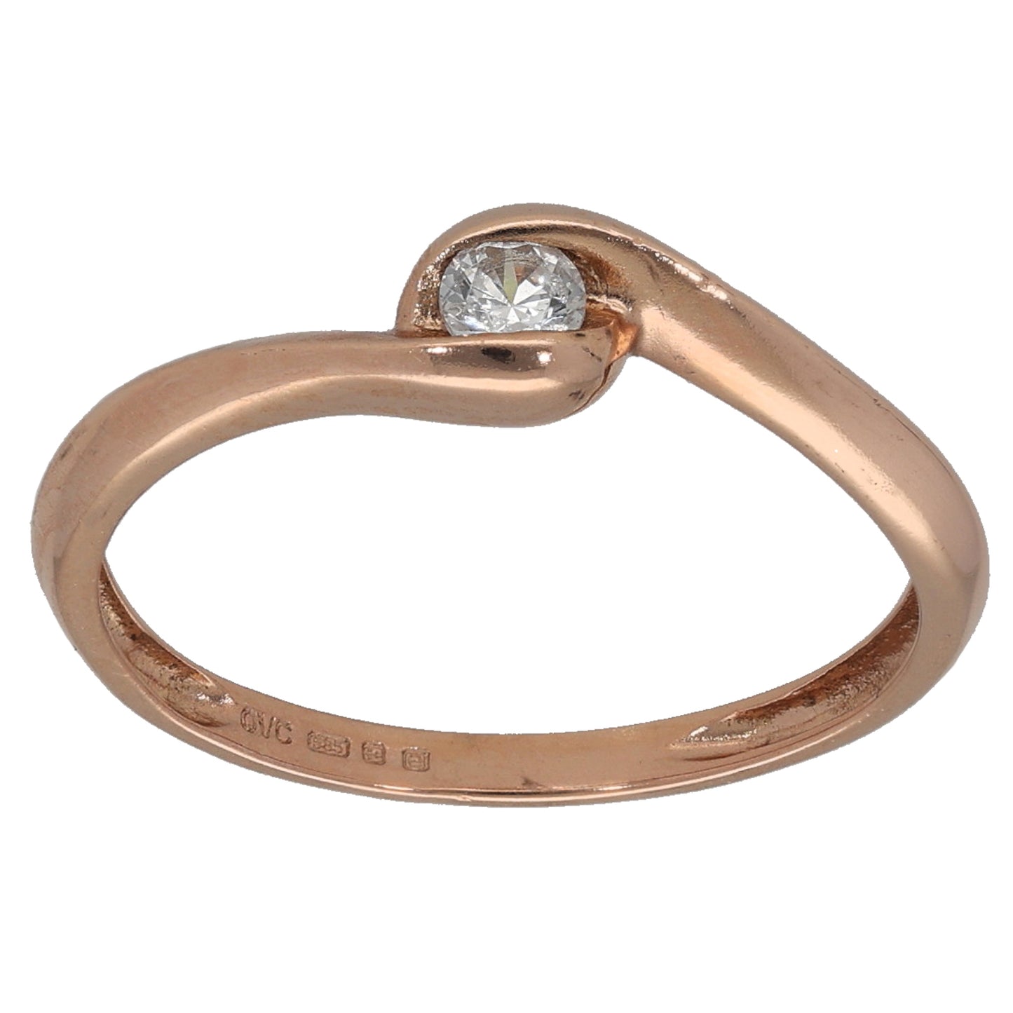 14ct Gold Cubic Zirconia Single Stone Ring Size M