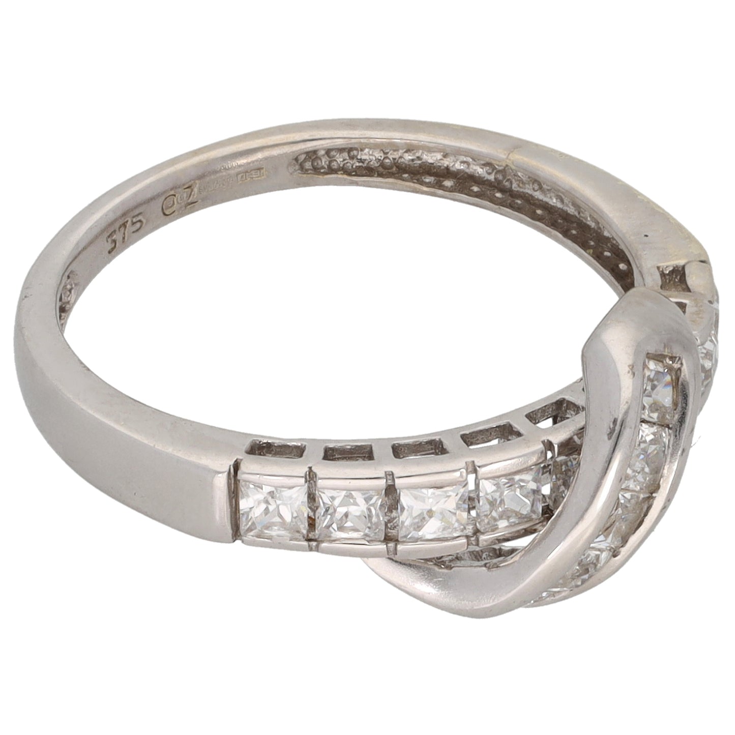 9ct White Gold Cubic Zirconia Half Eternity Ring Size L