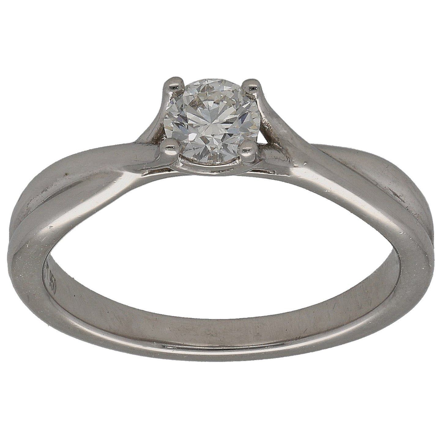 Platinum round-diamond solitaire ring with three-prong center setting
