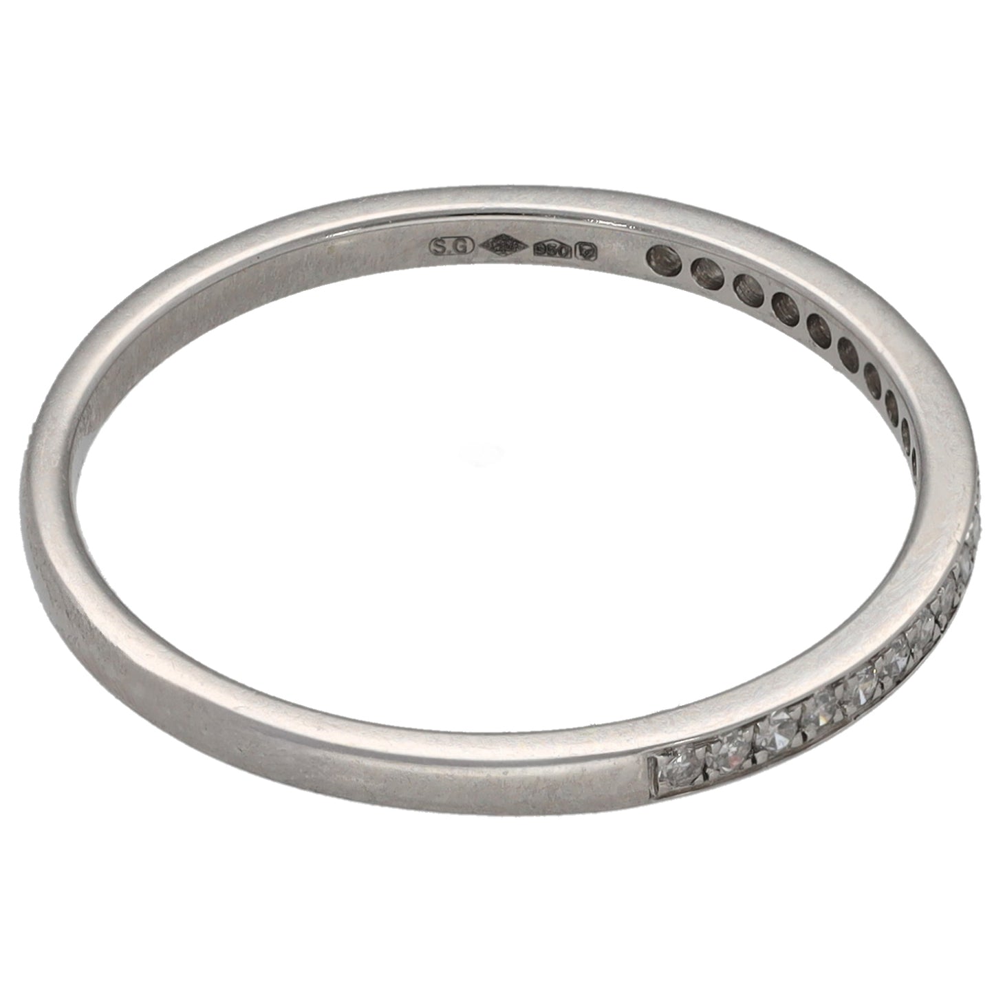 Platinum 0.10ct Diamond Half Eternity Ring Size O