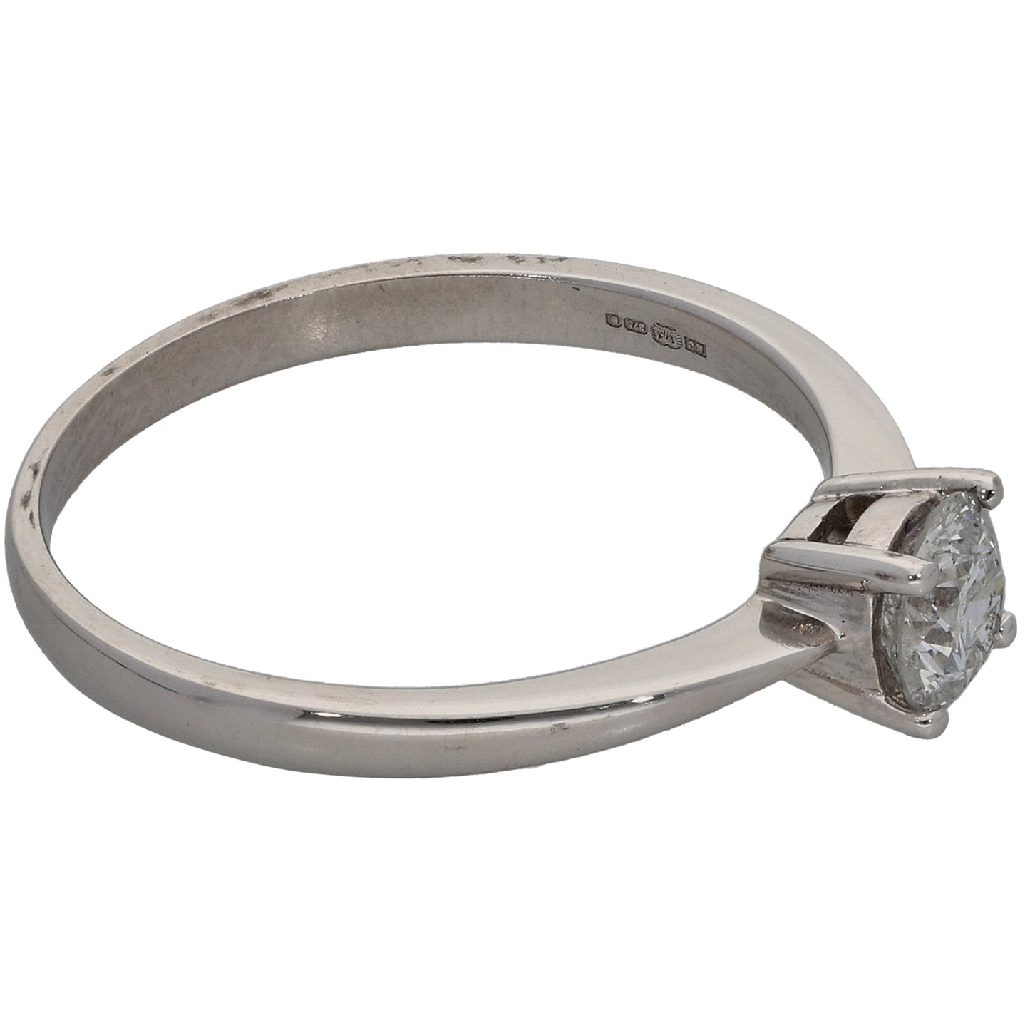 9ct White Gold 0.50ct Diamond Solitaire Ring Size P