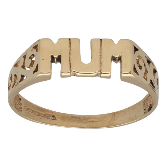9ct Gold Mum Ring Size Q