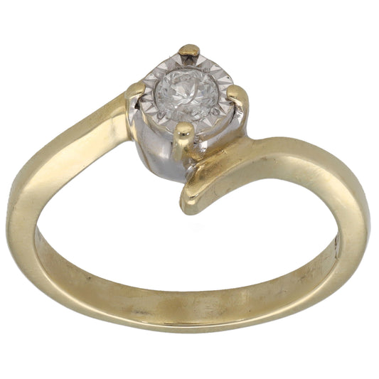 9ct Gold 0.15ct Diamond Solitaire Ring Size N
