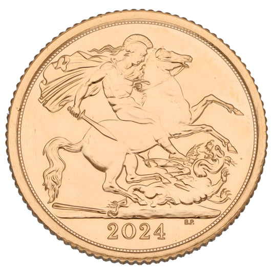 22ct Gold King Charles III Half Sovereign Coin 2024