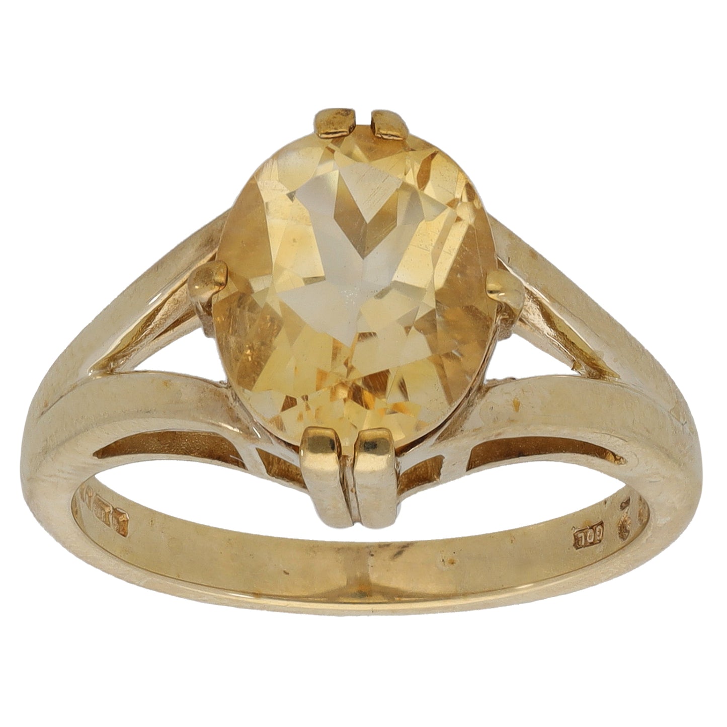 9ct Gold Quartz Single Stone Ring Size M