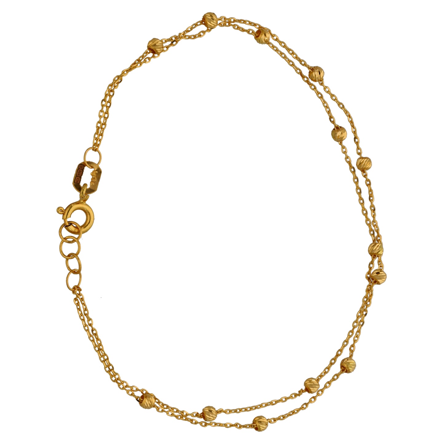 New 22ct Gold Double Row Bead Bracelet