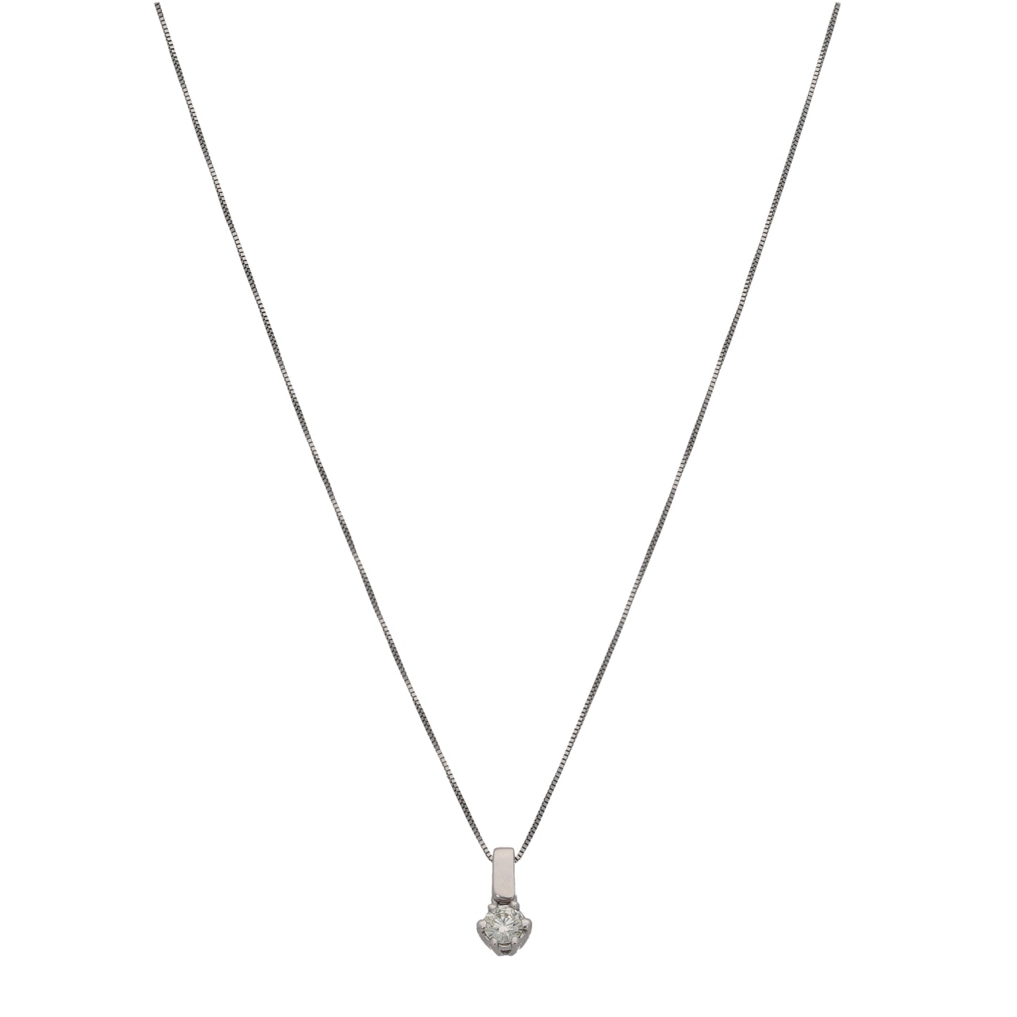 18ct White Gold 0.30ct Diamond Solitaire Pendant With Chain