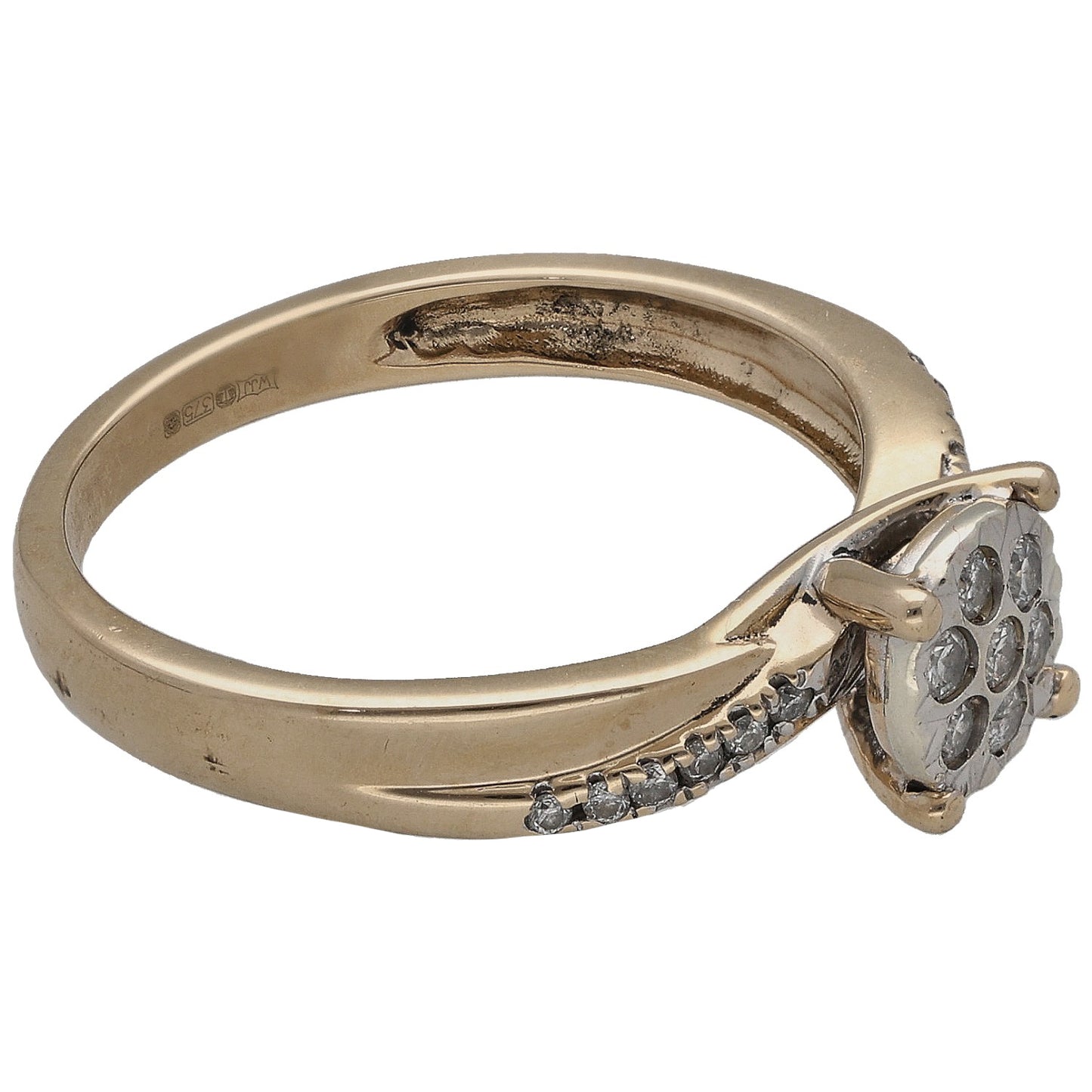 9ct Gold 0.20ct Diamond Cluster Ring Size M