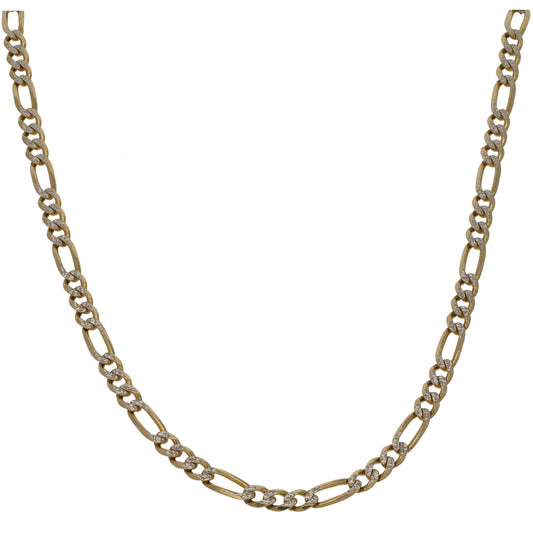 9ct Bicolour Gold Figaro Chain 14"