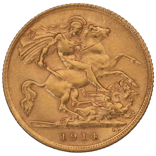 22ct Gold King George V Half Sovereign Coin 1914