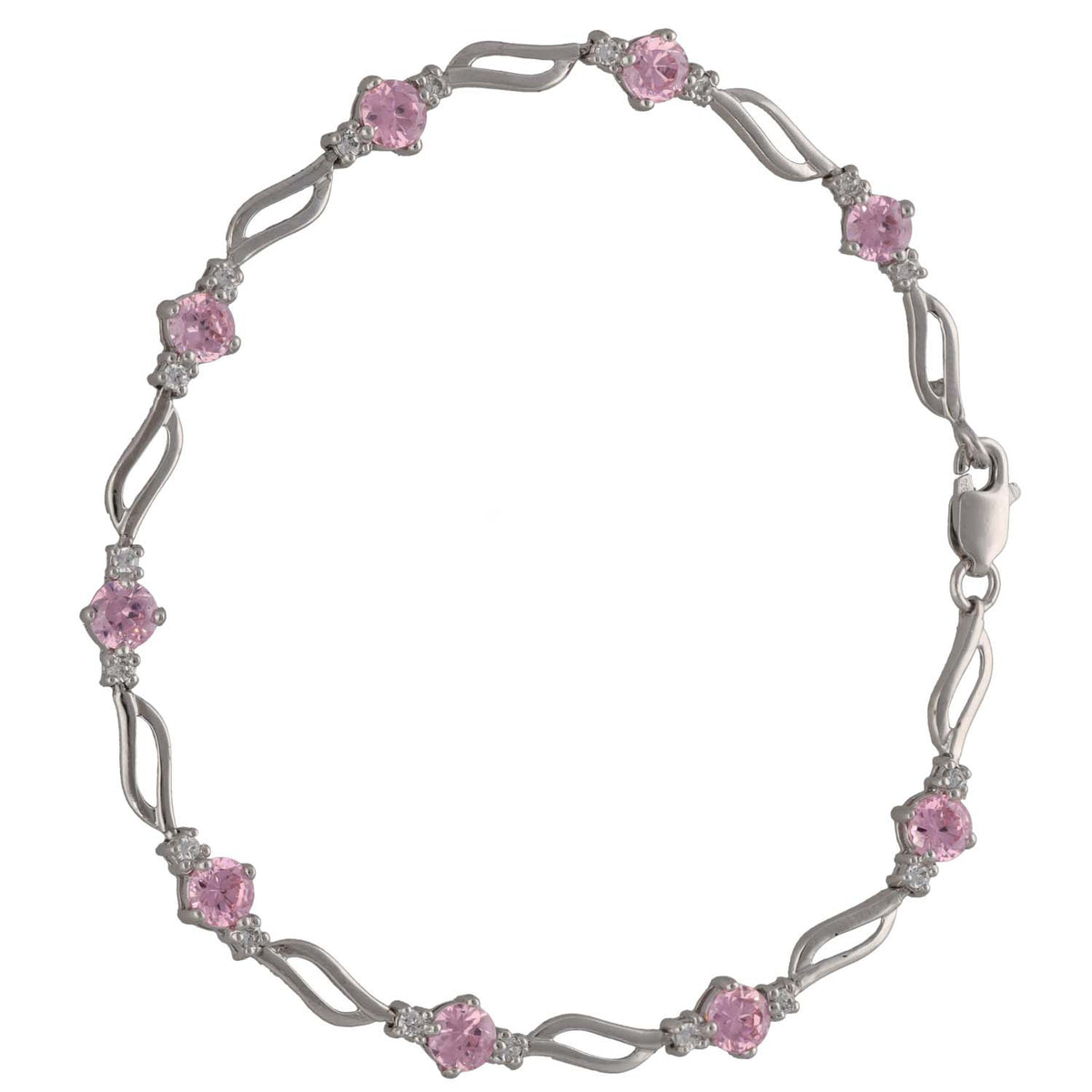 9ct White Gold Cubic Zirconia Fancy Stone Set Bracelet