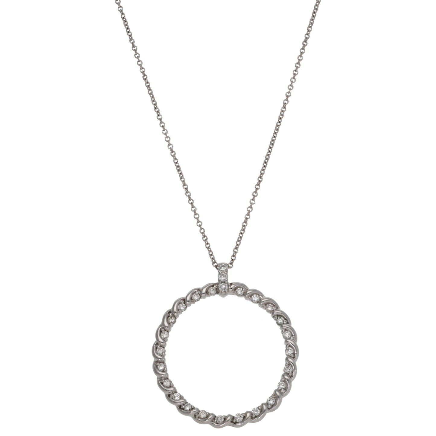 14ct White Gold 0.25ct Diamond Dress/Cocktail Pendant With Chain
