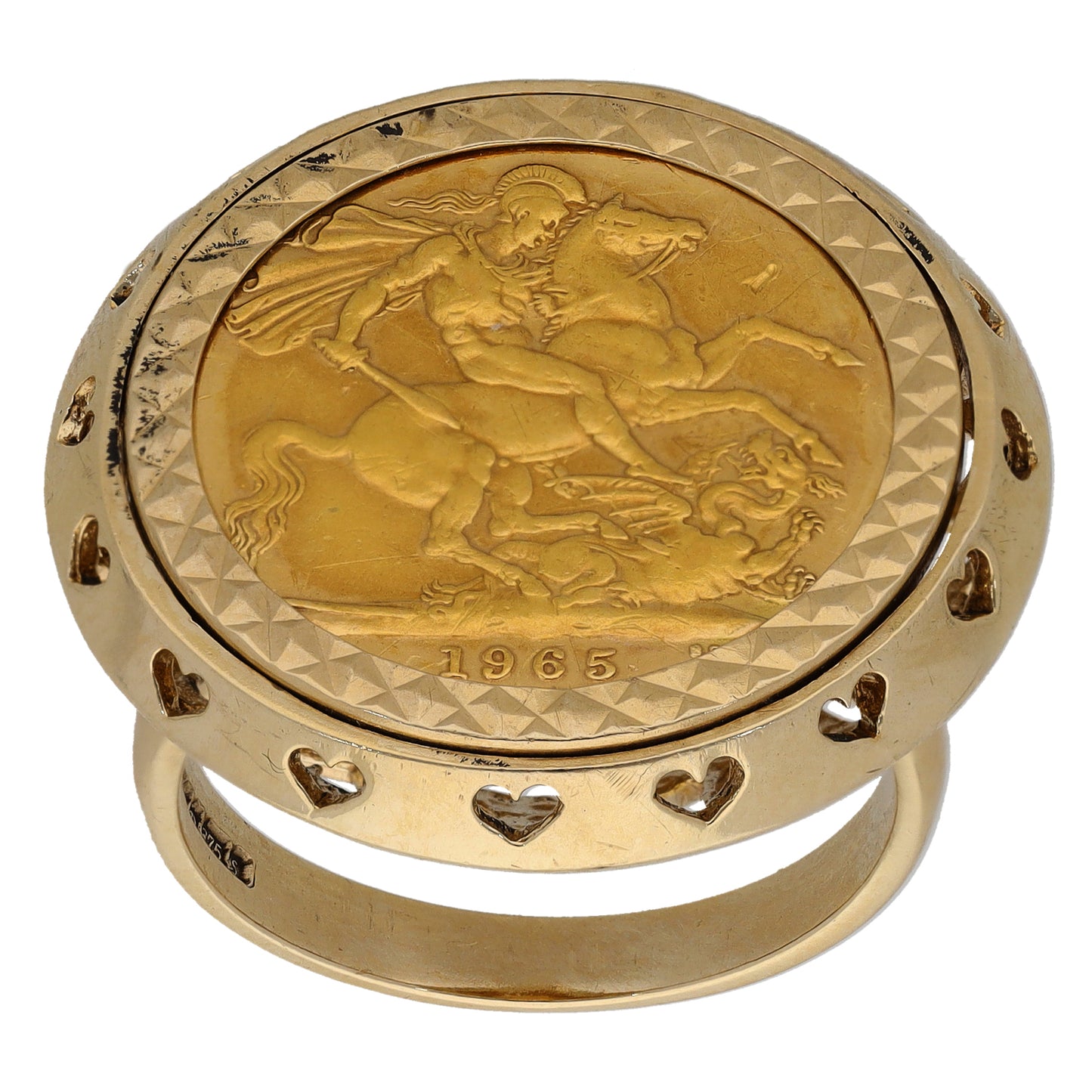 9ct Gold Full Sovereign Coin Ring Size U