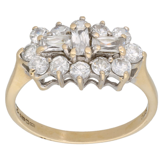 9ct Gold Cubic Zirconia Cluster Ring Size L