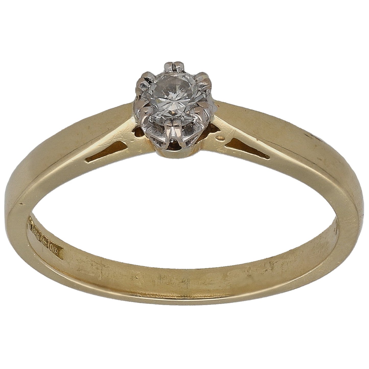 18ct Gold 0.15ct Diamond Solitaire Ring Size N