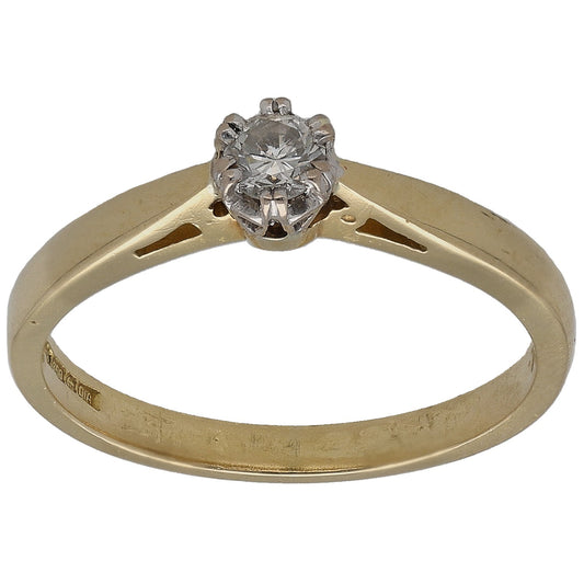 18ct Gold 0.15ct Diamond Solitaire Ring Size N