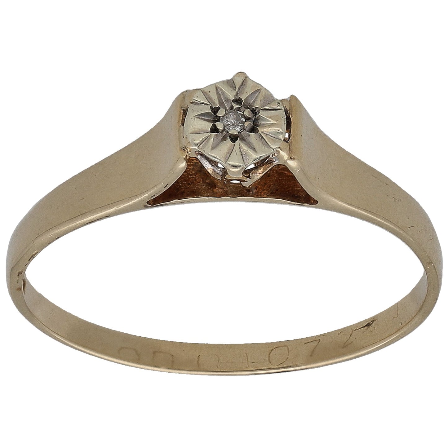 9ct Gold 0.005ct Diamond Solitaire Ring Size Q