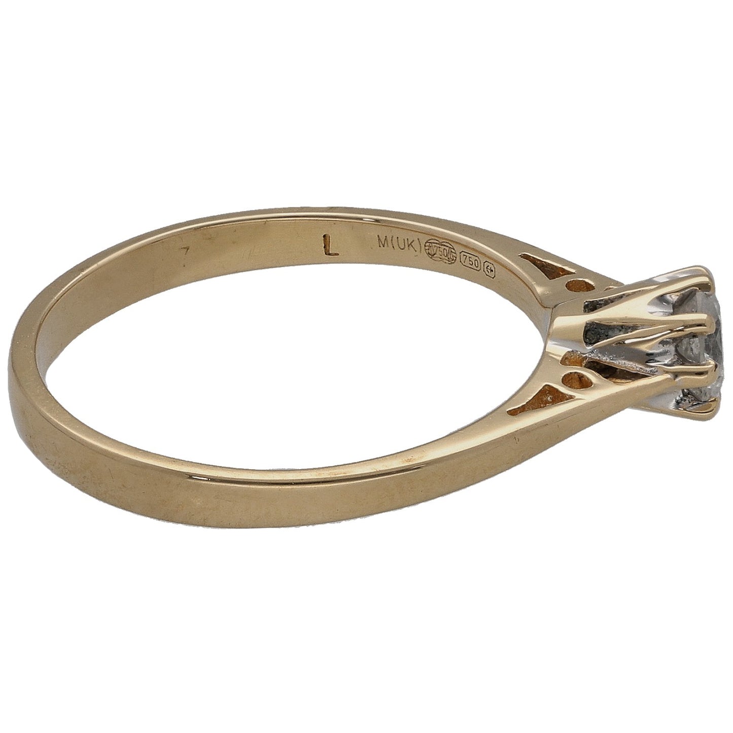 18ct Gold 0.27ct Diamond Solitaire Ring Size L