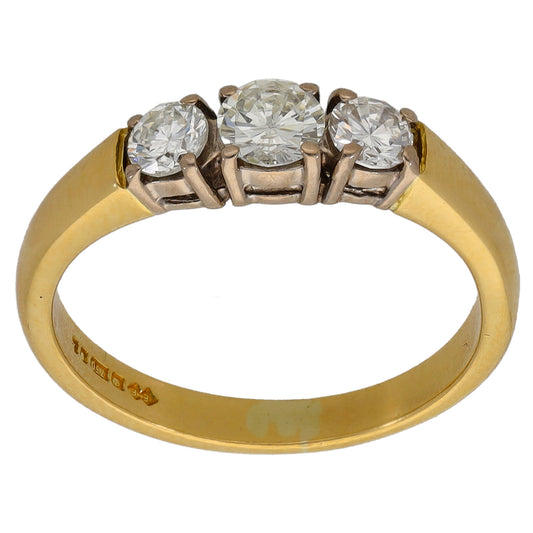 18ct Gold 0.57ct Diamond Trilogy Ring Size N
