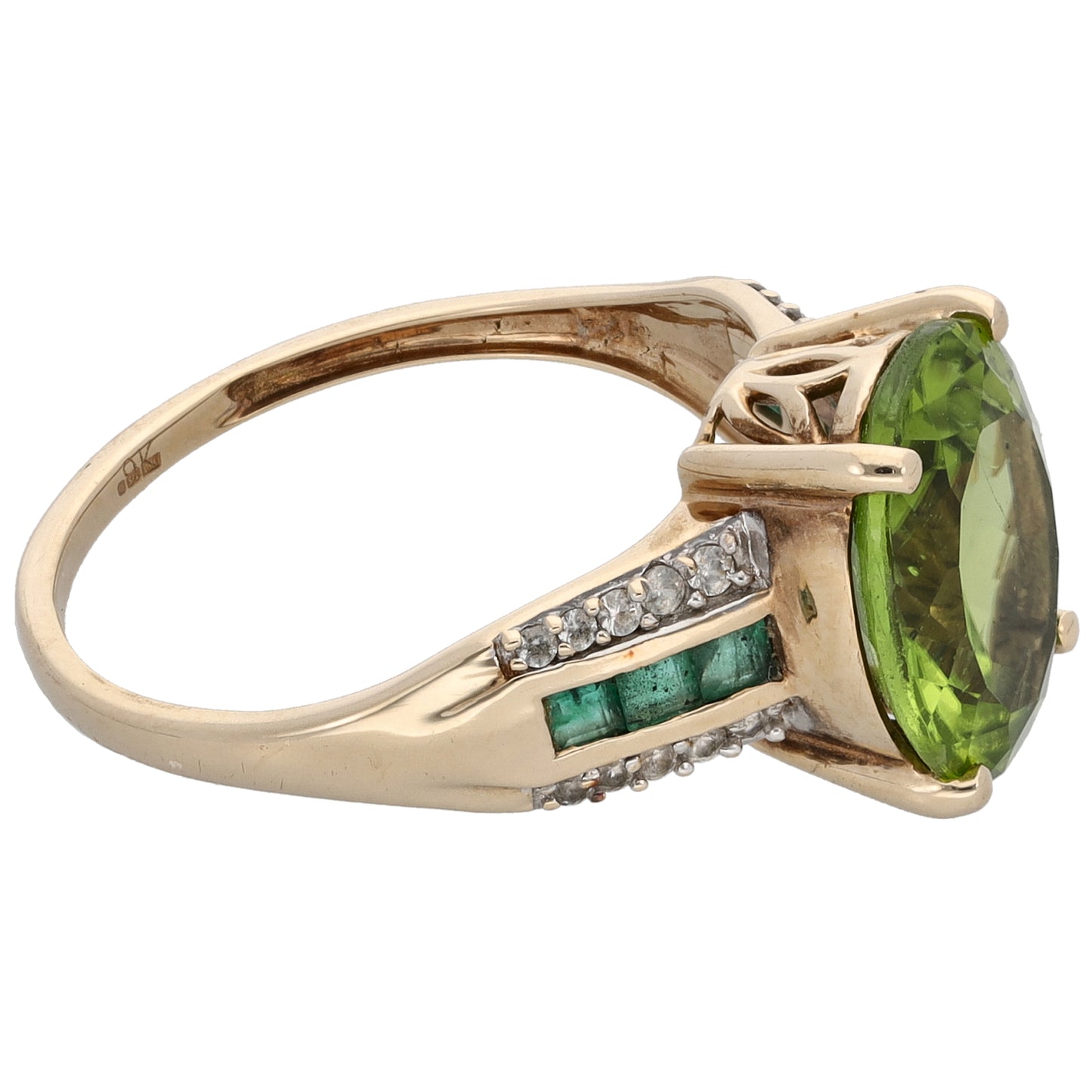 9ct Gold Peridot & Emerald & Topaz Dress/Cocktail Ring Size P