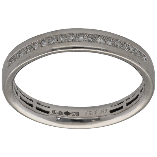 Platinum half-eternity diamond ring with round stones and inner engraving