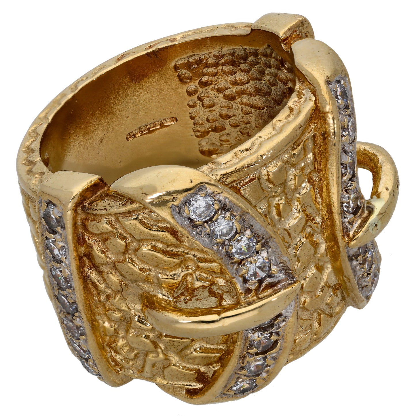 9ct Gold Cz Buckle Ring Size Z+1