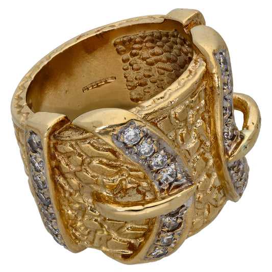 9ct Gold Cz Buckle Ring Size Z+1