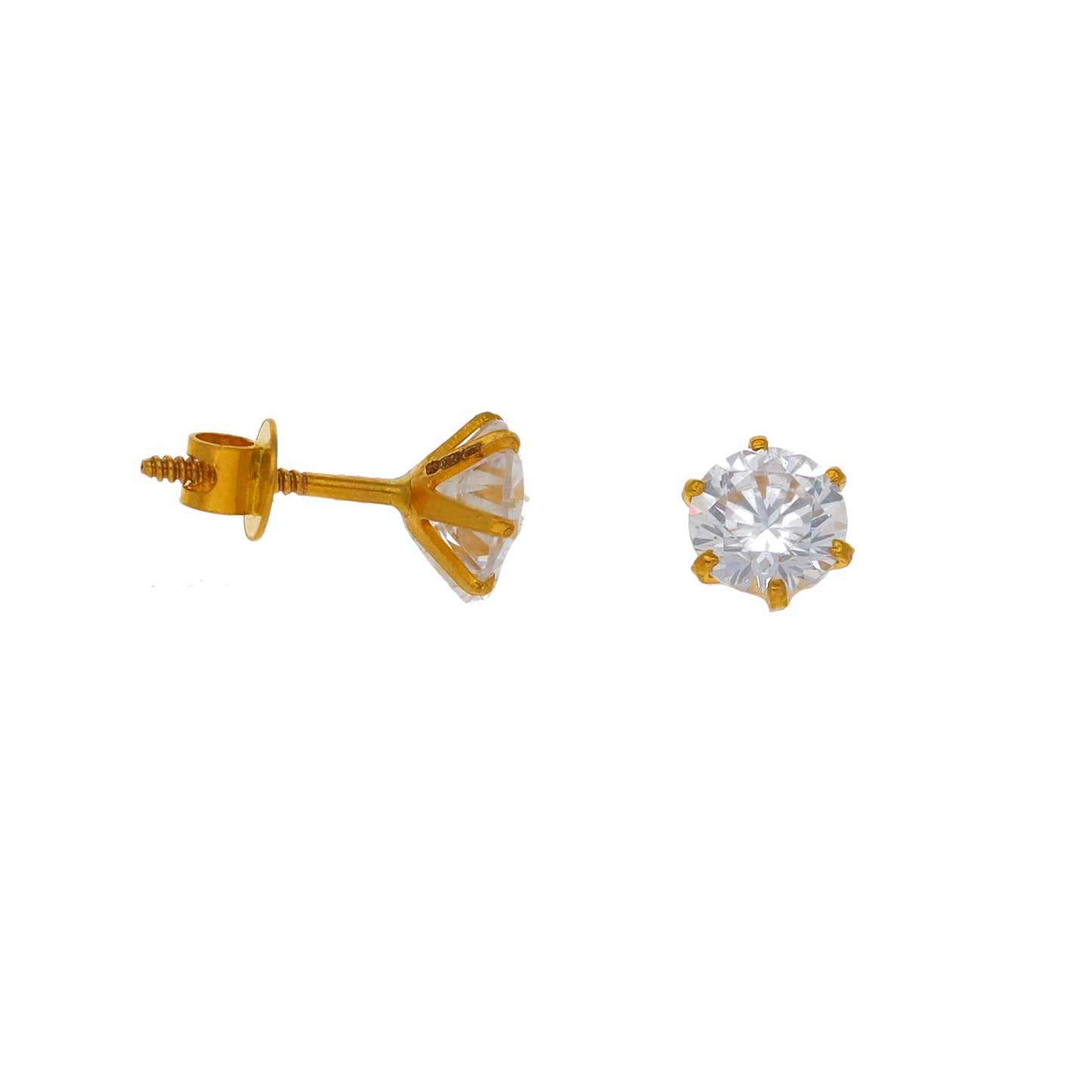 New 22ct Gold Cubic Zirconia Stud Earrings