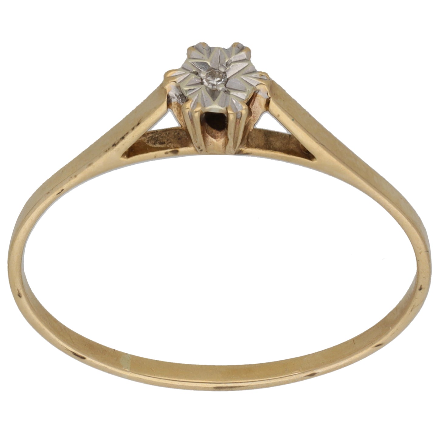 9ct Bicolour Gold 0.005ct Diamond Solitaire Ring Size Z