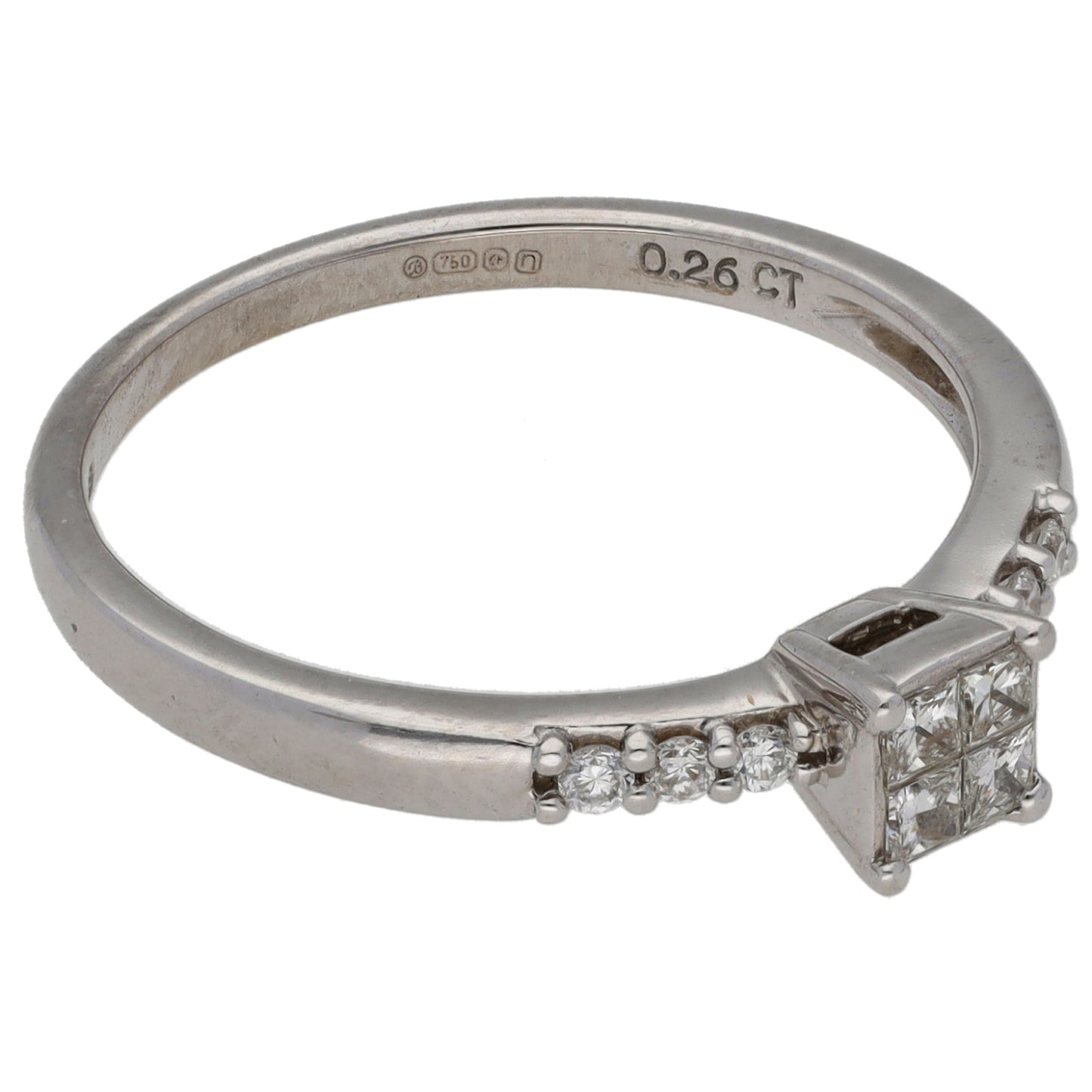 18ct White Gold 0.26ct Diamond Cluster Ring Size O