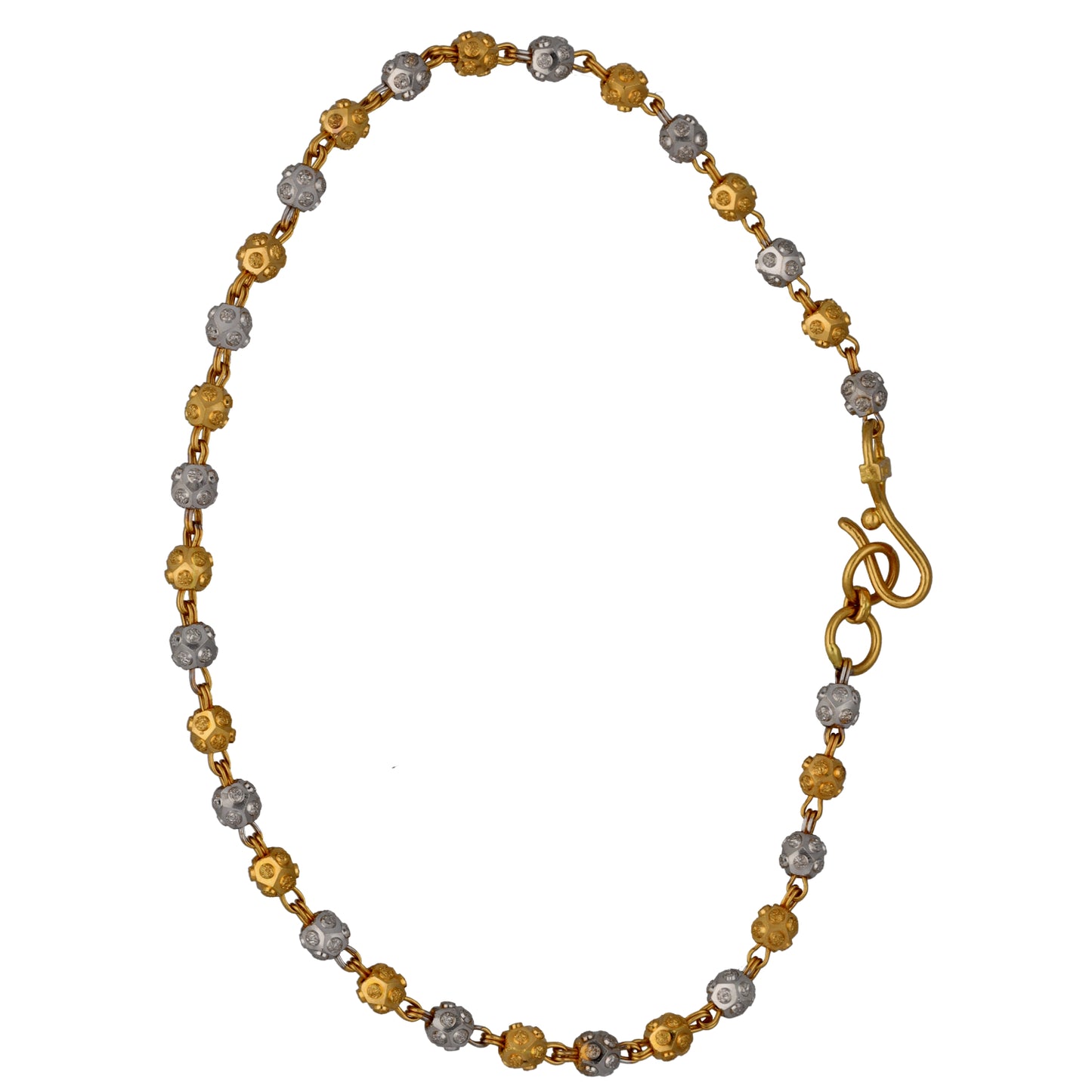 New 22ct Bi-Colour Gold Beaded Bracelet