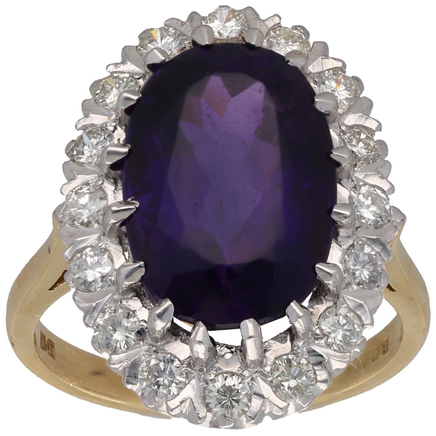 18ct Gold 0.64ct Diamond & Amethyst Dress/Cocktail Ring Size P