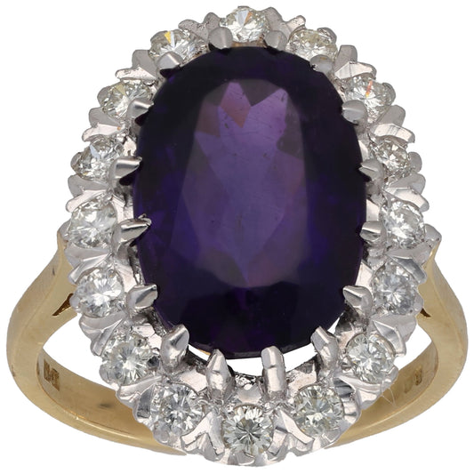 18ct Gold 0.64ct Diamond & Amethyst Dress/Cocktail Ring Size P