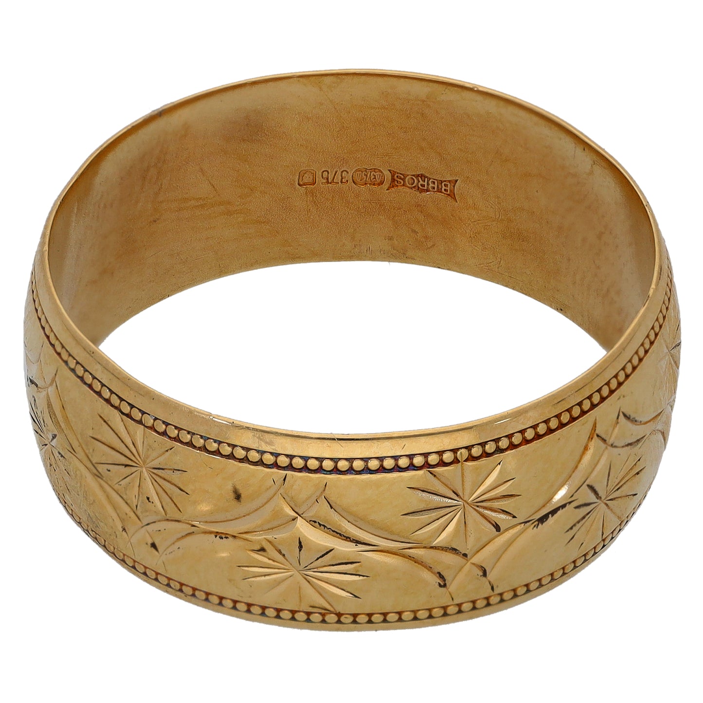 9ct Gold Patterned Wedding Ring Size Y