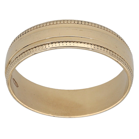 9ct Gold Patterned Wedding Ring Size M