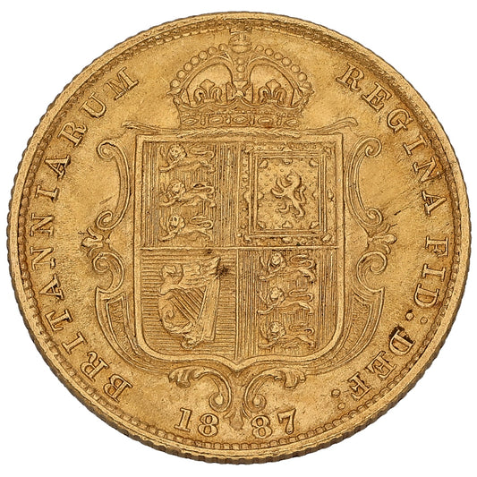 22ct Gold Queen Victoria Half Sovereign Coin 1887