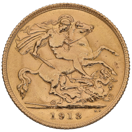 22ct Gold King George V Half Sovereign Coin 1913