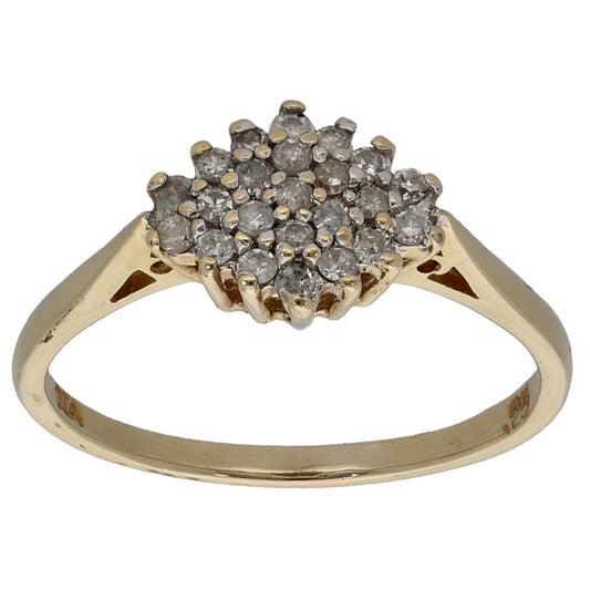 9ct Gold 0.25ct Diamond Cluster Ring Size P