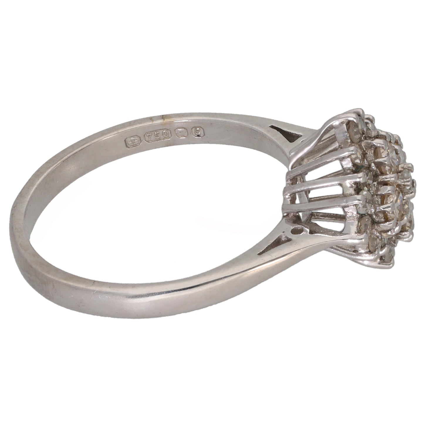 18ct White Gold 0.76ct Diamond Cluster Ring Size O