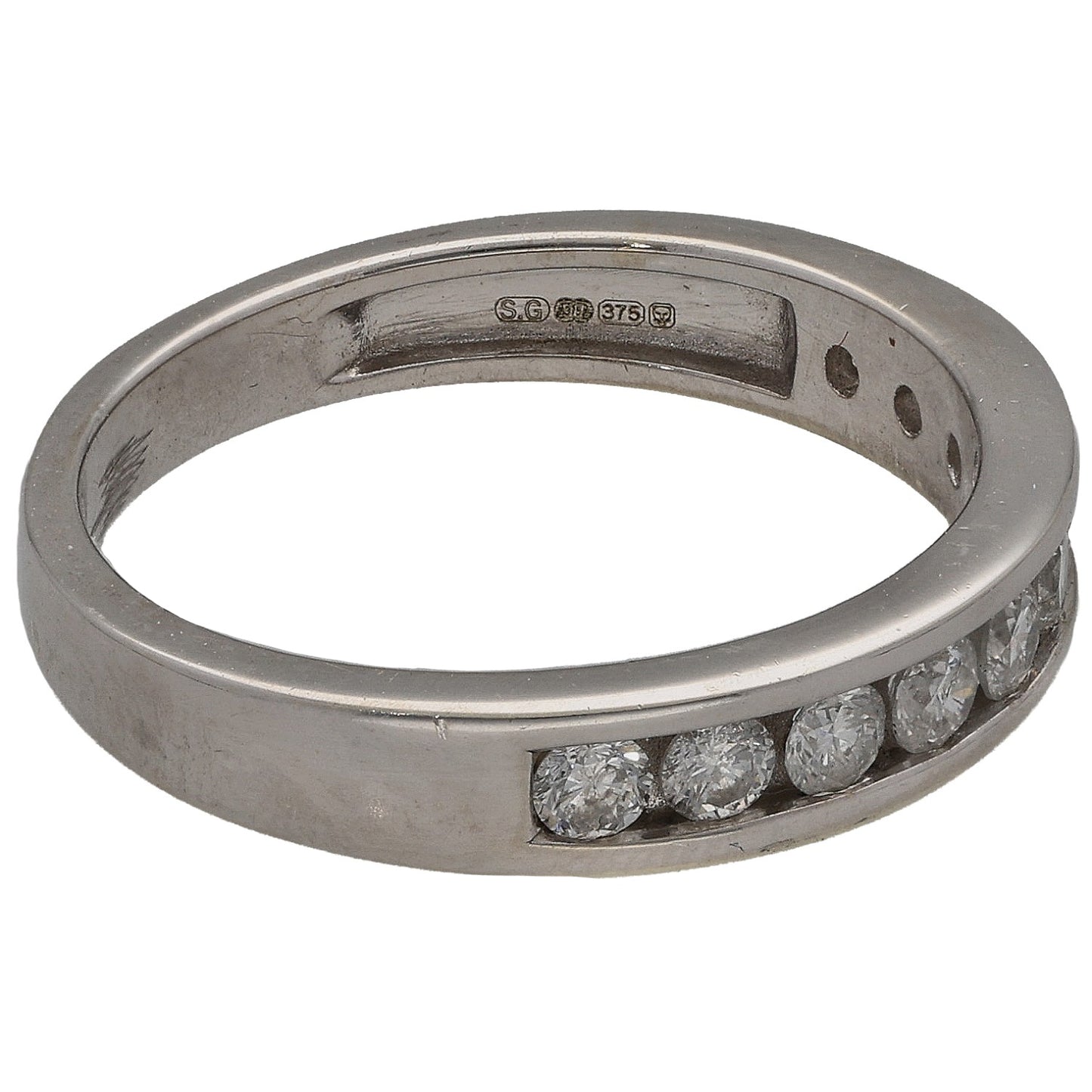 9ct White Gold 0.26ct Diamond Half Eternity Ring Size L
