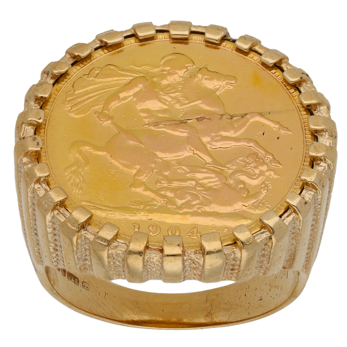 9ct Gold Full Sovereign Coin Ring Size T