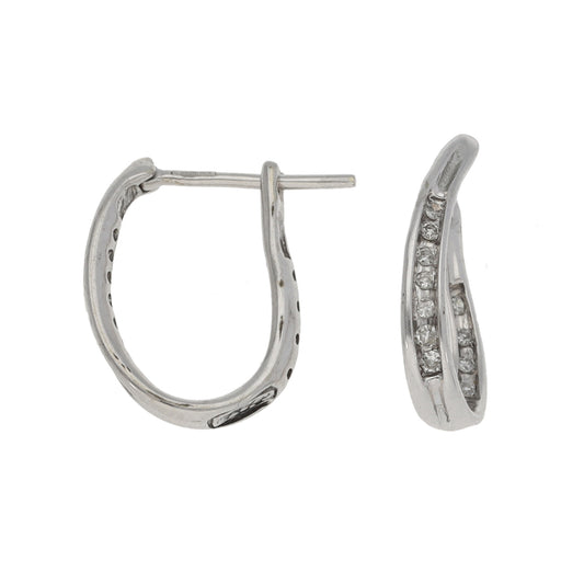 9ct White Gold 0.11ct Diamond Hoop Earrings