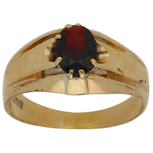 9ct Gold Garnet Single Stone Ring Size U