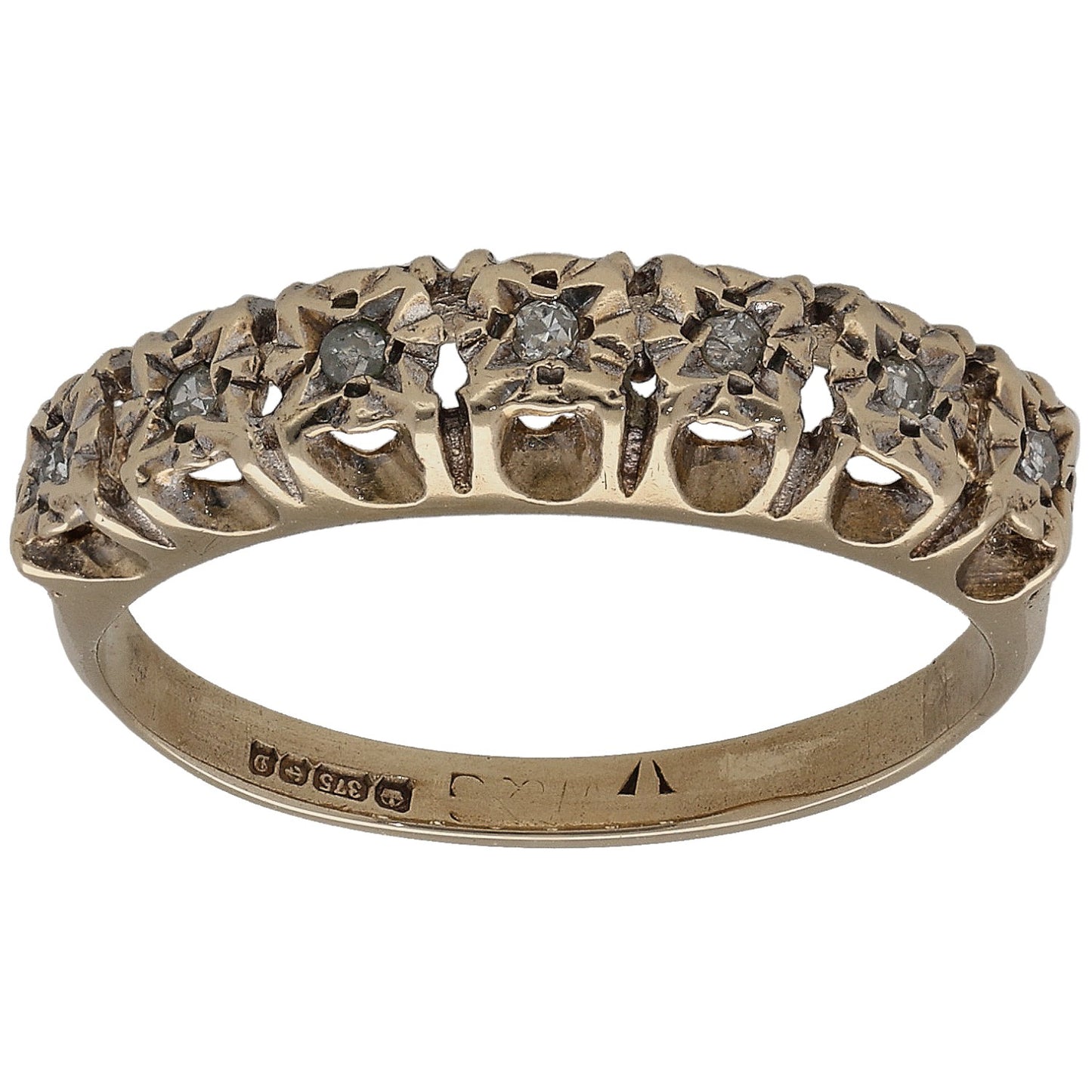 9ct Gold 0.035ct Diamond Half Eternity Ring Size K