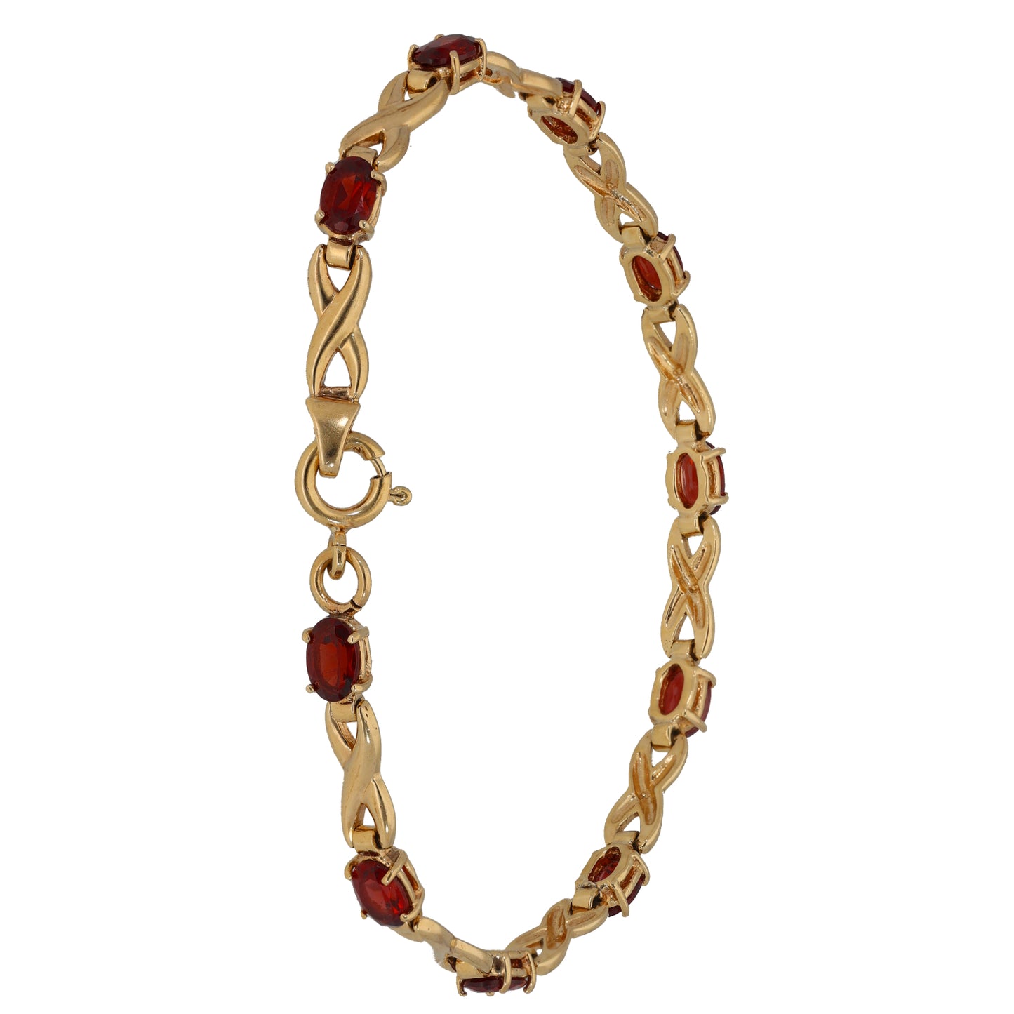 9ct Gold Garnet Fancy Stone Set Bracelet