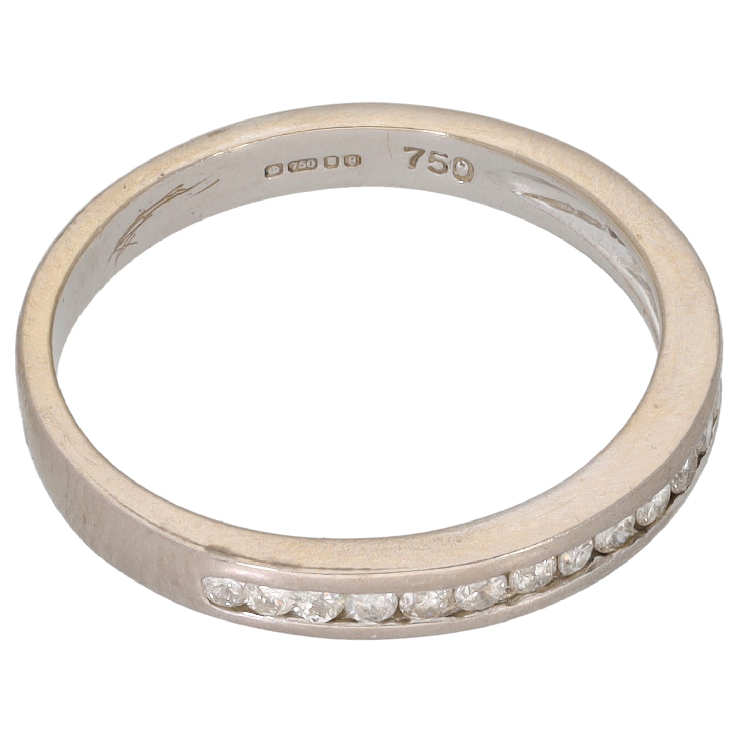 18ct White Gold 0.18ct Diamond Half Eternity Ring Size K
