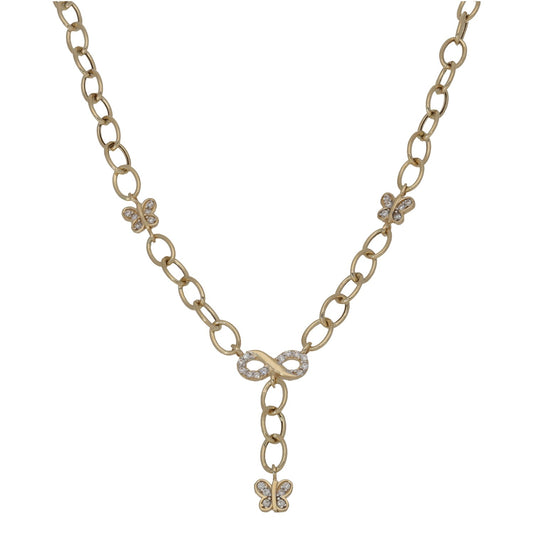 New 14ct Gold Imitation Gems Butterfly Infinity Necklace 14"