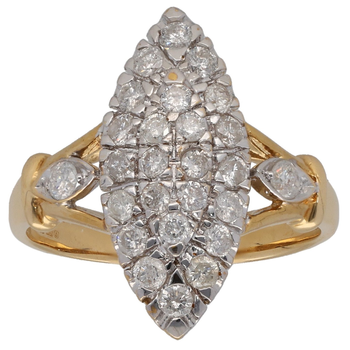 18ct Gold 0.88ct Diamond Dress/Cocktail Ring Size M