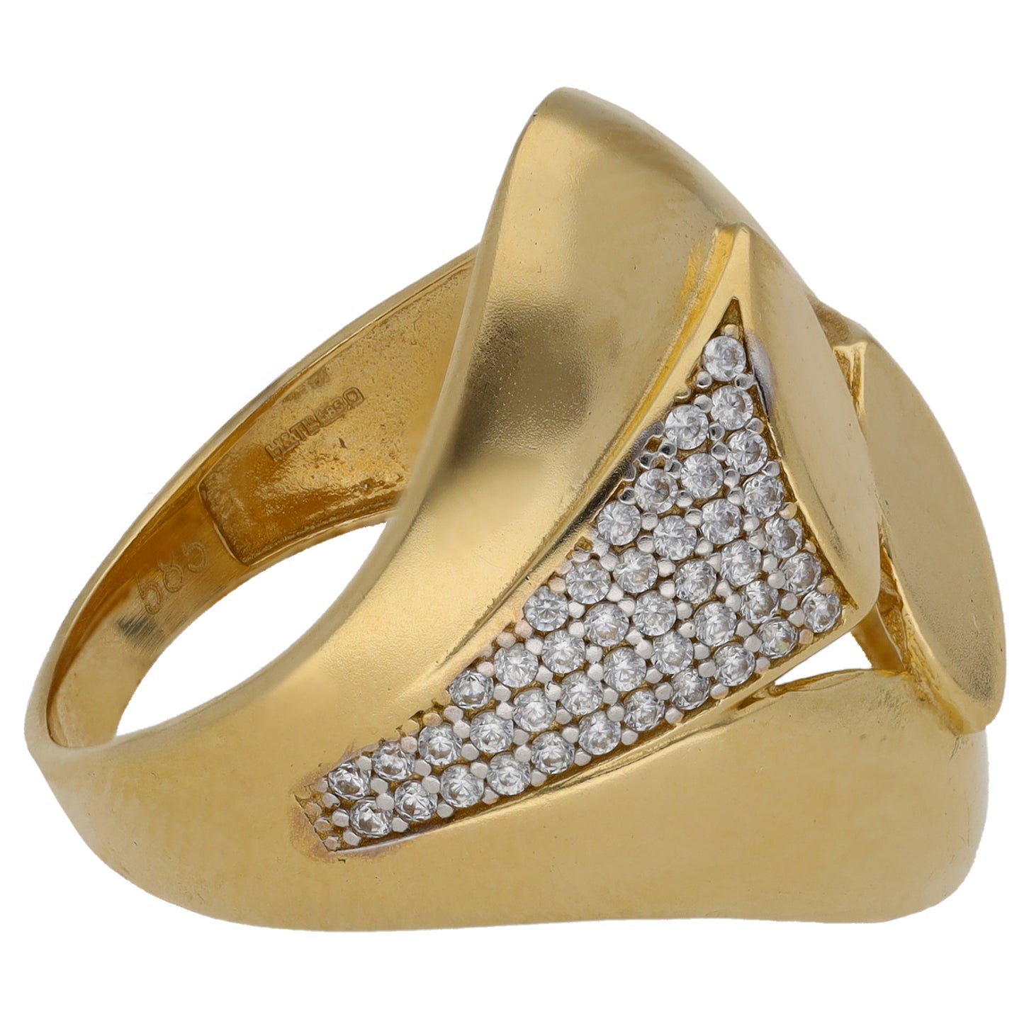 14ct Gold Cubic Zirconia Dress/Cocktail Ring Size P